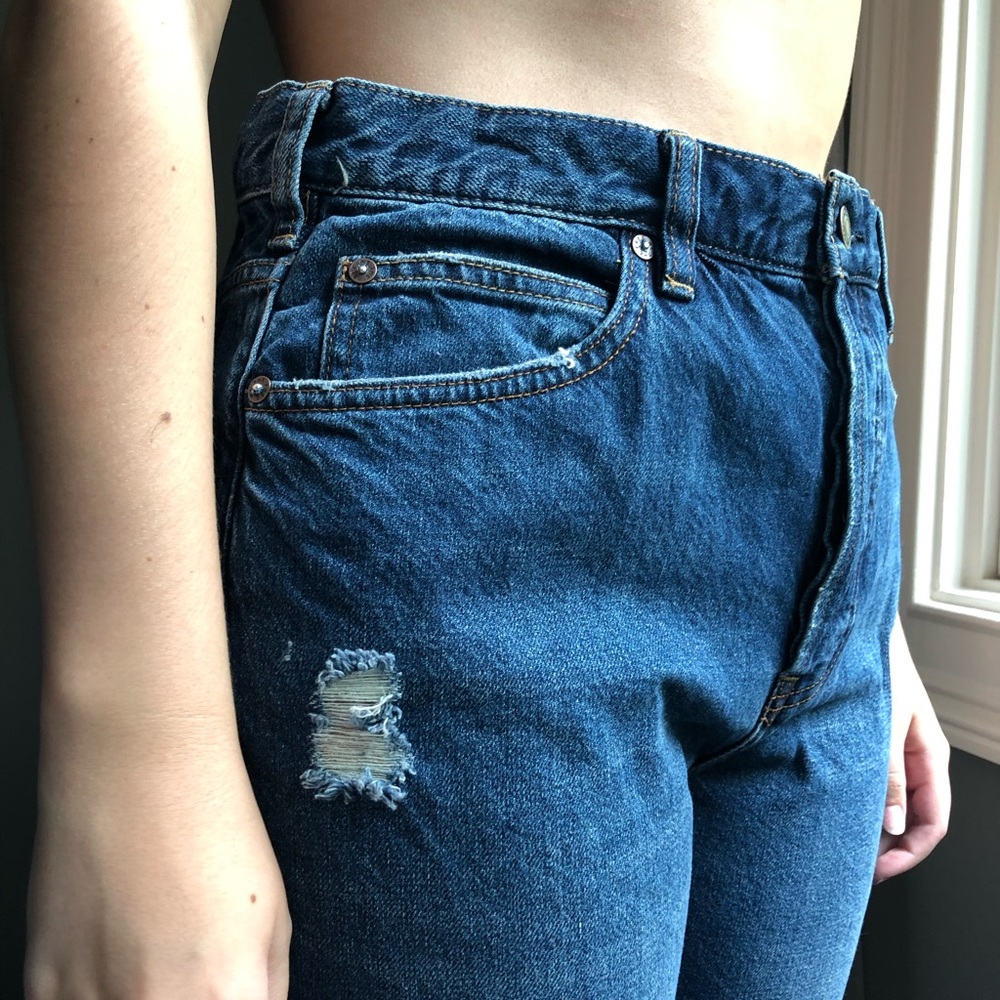 distressed free people button fly jeans